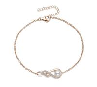 LOCIBLO Infinity Birthstone Bracelet for Women White Pearl Jewellery
