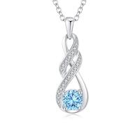 LOCIBLO Infinity Birthstone Necklace for Women Blue Aquamarine Jewellery