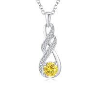 LOCIBLO Infinity Birthstone Necklace for Women Yellow Citrine Jewellery