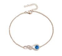LOCIBLO November Birthstone Bracelets for Women 925 Sterling Silver Synthetic London Blue Topaz Bracelet Rose Gold Plated Infinity Pendant Jewellery for Her, 6.7"+1.2"