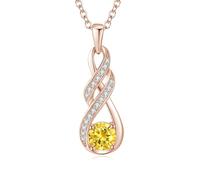 LOCIBLO November Birthstone Necklaces for Women 925 Sterling Silver Infinity Pendant 18K Rose Gold Plated Created Citrine Yellow Topaz Necklace Jewellery for Her, 16"+2"
