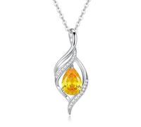 LOCIBLO November Birthstone Necklaces for Women Teardrop Necklace 925 Sterling Silver White Gold Synthetic Citrine Yellow Topaz Infinity Love Pendant Birthday Jewellery Gifts for Her, 18"+2"