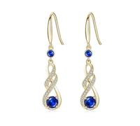 LOCIBLO September Birthstone Dangle Earrings for Women 925 Sterling Silver Yellow Gold Plated Infinity Pendant Blue Synthetic Sapphire Jewellery for Her