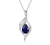 LOCIBLO September Birthstone Necklaces for Women Teardrop Necklace 925 Sterling Silver Infinity Love Pendant White Gold Blue Synthetic Sapphire Necklace Birthday Jewellery Gifts for Her, 18"+2"
