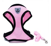 Locisne Mesh Fabric Puppy Dog Vest, Harness Soft Adjustable Comfortable| Pet Lead Chest Walking Leash with Clip (Small,Pink)
