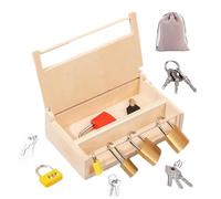 Lock and Key Toy - 12cm Hardwood Security Case, material, interactive logic challenge, problem solving facilitator, attention focus enhancer | hands-on play scenario for boys and gi