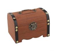 Lock and Key Wooden Money Box, Secure Piggy Bank Designed to Keep For Savings Safe and Help Develop Financial Skills in Children (A 14.5 * 10 * 9.5cm)