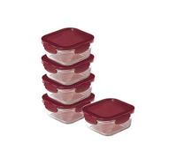 Lock And Lock Ovenglass Square, 500Ml Set Of 5 Red