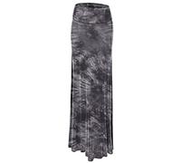 Lock and Love Women's Basic Solid Tie Dye Foldable High Waist Floor Length Maxi Skirt S-3XL Plus Size, Wb1058_black, S