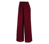 Lock and Love Womens Pleated Wide Leg Palazzo Maxi Pants with Drawstring or Elastic Band, Maroon, S