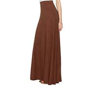 Lock and Love Women's Skirts Styleish Print/Solid High Waist Flare Long Maxi Skirt, Wb1434_rust, XL