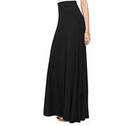 Lock and Love Women's Styleish Print/Solid High Waist Flare Long Maxi Skirt, Wb1434_black, L