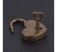 Lock Antique Brass Padlock with Key, Vintage Heart Shape Anti-Theft Mini Padlock Bag Travel Suitcase Luggage Box Case Key, Keyed Padlocks, Padlocks and Hasps
