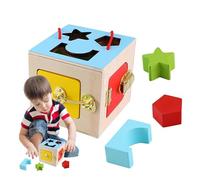 Lock Box Toy - Educational Skill Building Activity Set, Wooden Learning Puzzle With Doors And Lock Mechanisms, | Style Toy For Problem Solving Cognitive & Fine Motor Practice Kids