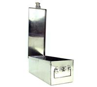 Lock Box with Folding Handle - Durable Metal Storage Chest with Stackable Design to Secure Valuables, Cash, Jewelry, and Weapons by Stalwart (Silver)