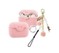 Lock Case for Airpods Pro 2nd Generation/1st Gen Case with Cute Flowers Keychain Lanyard,Silicone Protective Case Cover for Airpods Pro 2 Case Women Girls for Apple Air pod pro (2019/2022) (Pink)