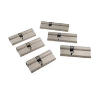 Lock core, 1 Pcs Brass Asymmetrical Lock Cylinder, Open On Both Sides,5keys, Locking Plastic Steel Door Fire-Proof Core(70mm)