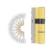 Lock Cylinder, 10 Keys Double Sided Stainless Steel Anti Prying Break Steel Bar Brass Serpentine Groove Key Door Cylinder Lock (110mm)