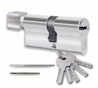 Lock Cylinder 30/30mm with 5 Single Keys, Profile Cylinder with Knob, Set of Two Screws, Easy Mountable Door and Garage Door Lock, Anti-Drill, Length 60mm