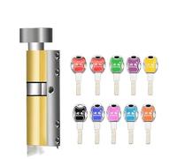 Lock Cylinder, Cylinder Single Open Sided Break Anti Pry Stainless Steel Bar Brass Snake Groove Cylinder 10 Keys Cylinder Lock (65mm)