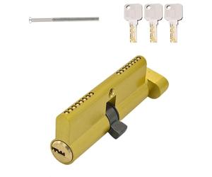 Lock Cylinder with Knob, Knob Cylinder 30/30 Solid Mortice Interior Door Lock Cylinder with 3 Keys, Brass Locking Cylinder, Reversible Key, Door Lock Replacement Accessories (Length: 60 mm)
