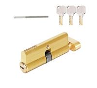 Lock Cylinder with Knob, Knob Cylinder 35/35 Solid Lock Cylinder with 3 Keys, Brass Locking Cylinder, Reversible Key, Door Lock Replacement Accessories (Length: 70 mm)