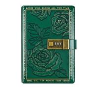 Lock Diary B6 Leather - Password Notebook | Rose Embossing Hardcover Lined Planner Travel Journal Gift Ideas Creative Writing Everyday Secrets