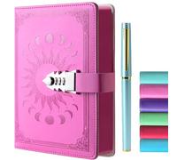 Lock Diary with Pen Set, A5 240 Pages Secret Lockable Journal, Personal Planner Organizer Notebook, Colorful Spray Edge, Size A5(8.5" × 5.9") Pink