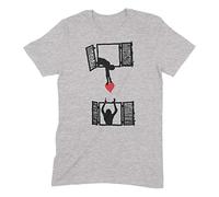 Lock Down Love Heart Banksy Mens T-Shirt (Small, Light Grey)