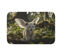 Lock Edge Floor Mat Hem 40x60 WHJSHOP Cute Winged Lion Picture for Toilet, Dressing Table, Vacation Home, Master Bathroom, Children's Bathroom, and Guest Suite