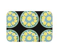 Lock Edge Floor Mat Hem 40x60 WHJSHOP Fresh Lemon Slices on a Plate Picture for Toilet, Dressing Table, Vacation Home, Master Bathroom, Children's Bathroom, and Guest Suite