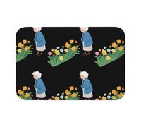 Lock Edge Floor Mat Hem 40x60 WHJSHOP Grandma Looking at The sea of ​​Flowers Picture for Toilet, Dressing Table, Vacation Home, Master Bathroom, Children's Bathroom, and Guest Suite