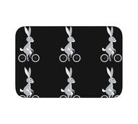 Lock Edge Floor Mat Hem 40x60 WHJSHOP Gray Rabbit Riding a Bicycle Picture for Toilet, Dressing Table, Vacation Home, Master Bathroom, Children's Bathroom, and Guest Suite