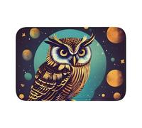 Lock Edge Floor Mat Hem 40x60 WHJSHOP Owl at Night Picture for Toilet, Dressing Table, Vacation Home, Master Bathroom, Children's Bathroom, and Guest Suite