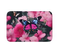 Lock Edge Floor Mat Hem 40x60 WHJSHOP Pink Flowers and Butterfly Picture for Toilet, Dressing Table, Vacation Home, Master Bathroom, Children's Bathroom, and Guest Suite