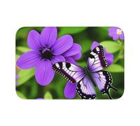 Lock Edge Floor Mat Hem 40x60 WHJSHOP Purple Butterfly Flowers Picture for Toilet, Dressing Table, Vacation Home, Master Bathroom, Children's Bathroom, and Guest Suite