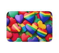 Lock Edge Floor Mat Hem 40x60 WHJSHOP Rainbow Colored Gay Pride Hearts Picture for Toilet, Dressing Table, Vacation Home, Master Bathroom, Children's Bathroom, and Guest Suite
