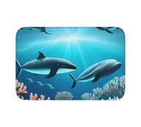 Lock Edge Floor Mat Hem 40x60 WHJSHOP Whales Under The sea Picture for Toilet, Dressing Table, Vacation Home, Master Bathroom, Children's Bathroom, and Guest Suite