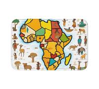 Lock Edge Floor Mat Hem 40x60 YYHHAOFA African Map Ethnic Pattern Pattern for Toilet, Dressing Table, Vacation Home, Master Bathroom, Children's Bathroom, and Guest Suite