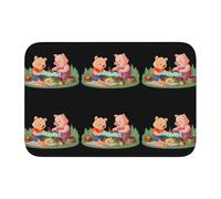 Lock Edge Floor Mat Hem 40x60 YYHHAOFA Bear and Pig go on a Picnic Pattern for Toilet, Dressing Table, Vacation Home, Master Bathroom, Children's Bathroom, and Guest Suite