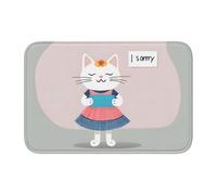 Lock Edge Floor Mat Hem 40x60 YYHHAOFA Cat Holding Sorry Postcard Pattern for Toilet, Dressing Table, Vacation Home, Master Bathroom, Children's Bathroom, and Guest Suite