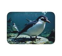 Lock Edge Floor Mat Hem 40x60 YYHHAOFA Cool Fish Penguin Pattern for Toilet, Dressing Table, Vacation Home, Master Bathroom, Children's Bathroom, and Guest Suite