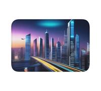 Lock Edge Floor Mat Hem 40x60 YYHHAOFA Future City Night Scene Pattern for Toilet, Dressing Table, Vacation Home, Master Bathroom, Children's Bathroom, and Guest Suite