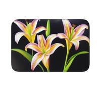 Lock Edge Floor Mat Hem 40x60 YYHHAOFA Lily Flower Pattern for Toilet, Dressing Table, Vacation Home, Master Bathroom, Children's Bathroom, and Guest Suite