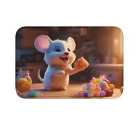 Lock Edge Floor Mat Hem 40x60 YYHHAOFA Mouse Stealing Candy Pattern for Toilet, Dressing Table, Vacation Home, Master Bathroom, Children's Bathroom, and Guest Suite