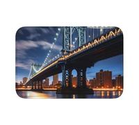 Lock Edge Floor Mat Hem 40x60 YYHHAOFA New York Manhattan Bridge Night Pattern for Toilet, Dressing Table, Vacation Home, Master Bathroom, Children's Bathroom, and Guest Suite