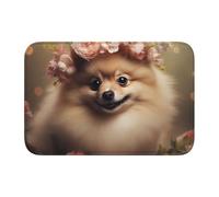 Lock Edge Floor Mat Hem 40x60 YYHHAOFA Pomeranian and Flowers Pattern for Toilet, Dressing Table, Vacation Home, Master Bathroom, Children's Bathroom, and Guest Suite