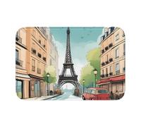Lock Edge Floor Mat Hem 40x60 YYHHAOFA Romantic Paris Eiffel Tower Bycicle Pattern for Toilet, Dressing Table, Vacation Home, Master Bathroom, Children's Bathroom, and Guest Suite