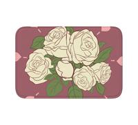 Lock Edge Floor Mat Hem 40x60 YYHHAOFA White Rose of Love Pattern for Toilet, Dressing Table, Vacation Home, Master Bathroom, Children's Bathroom, and Guest Suite