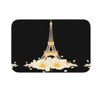 Lock Edge Floor Mat Hem 40x60 YYHWHJDE Flower Petals and The Eiffel Tower Prints for Toilet, Dressing Table, Vacation Home, Master Bathroom, Children's Bathroom, and Guest Suite